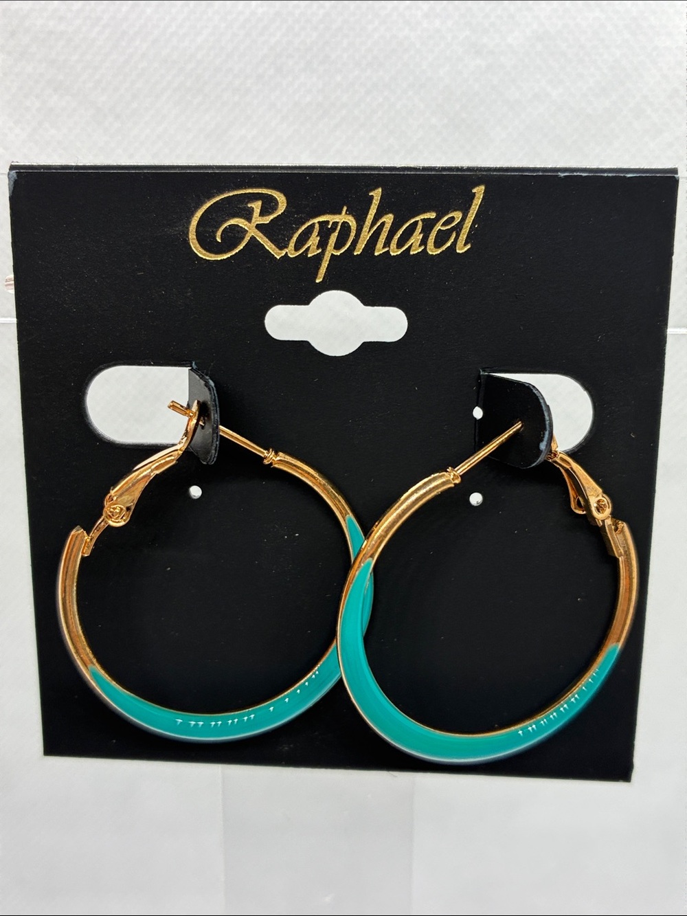 3For$20 Raphael Gold-Tone Hoop Earrings with Turquoise Enamel